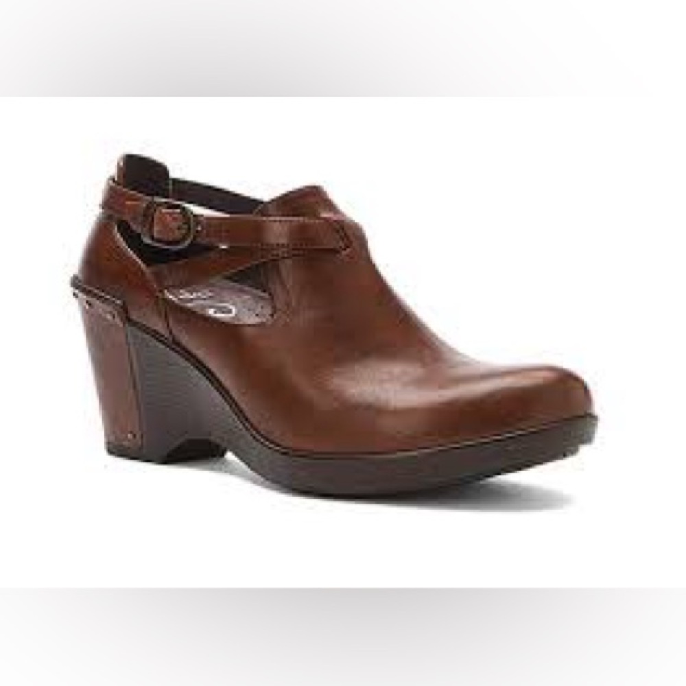 Dansko Franka Wedge 39 Brown Booties Shoes Leather Comfort Chunky Platform Clog